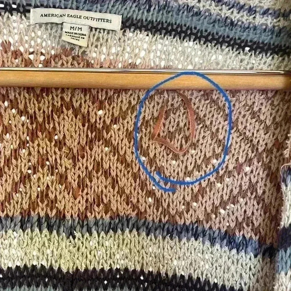 American Eagle Oversized Striped Fall Cardigan With Pockets Size Medium Flaw - Picture 11 of 12